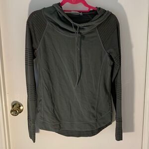 Athleta GUC dark green mesh back hooded long sleeve Size XS